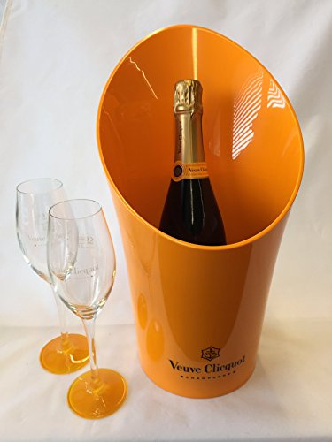 Veuve Clicquot Champagner Brut (1 x 0.75 l) mit ChampagnerKühler und 2 Gläser