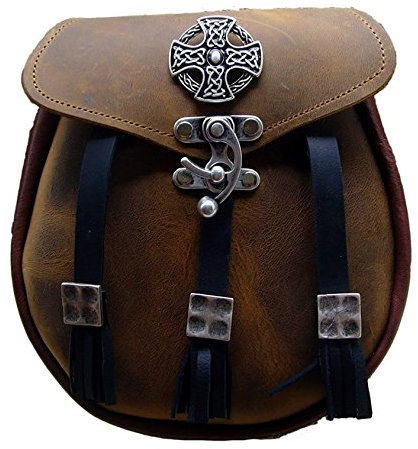 Lederecke Konstanz Kilt Tasche Sporran Kreuz der Kelten Farbe hell braun