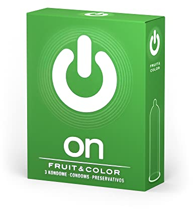 ON) Kondome Mix I 3 Stück Packung I Fruit & Colour Kondome I Premium Kondome 3 verschiedene Sorten I mit Silikon Gleitgel I dünne 0,07 mm Wandstärke I Kondome vegan I Condoms for men