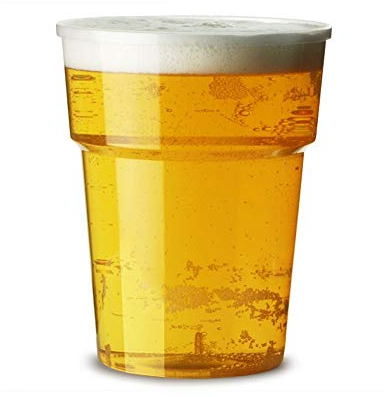 UK Business Supplies 100 x 20oz Re-usable Full Pint Flexi Clear Plastic Cups with CE Markings - Strong Beer Glasses Tumblers