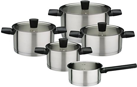 GSW 900195 NOVERO Topf-Set 5-teilig, Edelstahl, Silber, 24 cm, 9-Einheiten