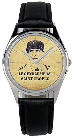 KIESENBERG Armbanduhr Louis de Funes Balduin Geschenk Artikel Idee Fan Damen Herren Unisex Analog Quartz Lederarmband Uhr 36mm Durchmesser B-20080