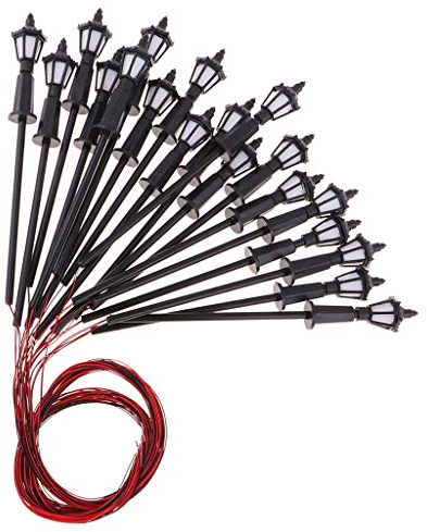 Perfeclan 20 Stück Mini Laternenpfahl Straßenlampe für Modellbau Eisenbahn, HO/OO Maßstab Modellbahn Straßenlaternen - T01 1:75