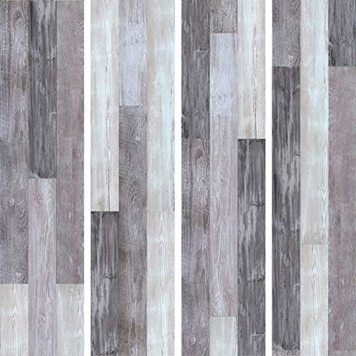 decomonkey PURO TAPETE | Deko Panel | Tapete ohne Rapport und Versatz Vlies Wanddekoration Design Tapetenrolle 10 m Wandtapete Fototapete Bretter Holzoptik 3D Holz grau