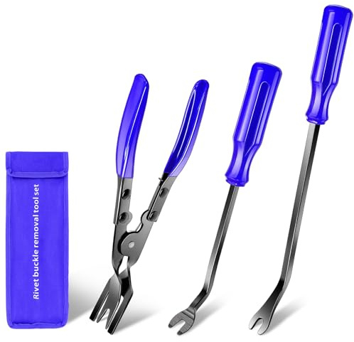 AXELECT 3-Piece Trim Removal Tool, Trim Removal Tool Set, Car Pry Tool Kit, Car Panel Door Audio Trim Tool Kit, Bumper Clips, Puller Retainer, Fastener Clips Remover