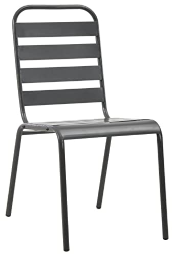 vidaXL Gartenstühle 4 STK. Lattendesign Stahl Dunkelgrau