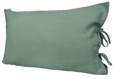 beties Leinen Kissenbezug ca. 40x60 cm 100% Leinen Stone-Washed Kopfkissenbezug mit Hotelverschluss (Natural-Mint)
