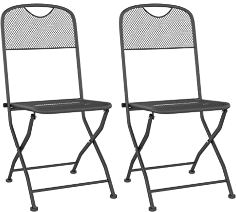 vidaXL 2X Klappbar Gartenstuhl Campingstuhl Balkonstuhl Terrassenstuhl Stühle Sitzgruppe Gartenmöbel Sitzgarnitur Essstuhl Streckgitter Anthrazit
