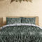Sleepdown Fern Leaves Rouched Pleats Green White Reversible Duvet Cover Quilt Bedding Set with Pillowcases Soft Easy Care Bed Linen - Double (200cm x 200cm)