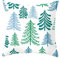 Kissenbezug Weihnachten Polyester, Tannenbaum Dekokissen 40x40cm Kissenhülle für Wohnzimmer Schlafzimmer Grün Blau