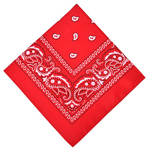 Aomig Bandana Damen Herren,Nickitücher Kopftuch Halstuch Männer, Unisex Tuch Bindetuch, Headwear Haar Schal Paisley Muster, Rot (55 x 55 cm)