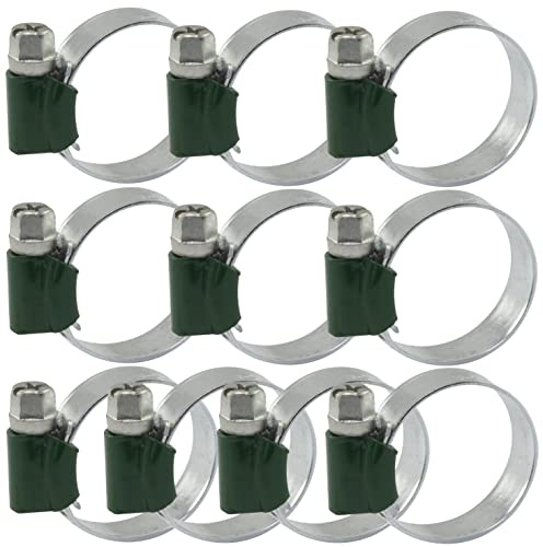 AERZETIX - C63674 - Juego de 10 abrazaderas de sujeción con tornillo tangente reforzado 8-12mm - abrazadera de banda no perforada - anchura 9mm - en acero galvanizado - color plata - ventilación