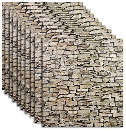 10 x Wandpaneele, 77 x 70 cm 3D Tapete Wandpaneele selbstklebend, Nachahmung Ziegelmuster Hintergrund Wandverkleidung Wandfliesen Dekor Steinoptik für Badezimmer Küchen, natur (Ziegelstruktur 1)