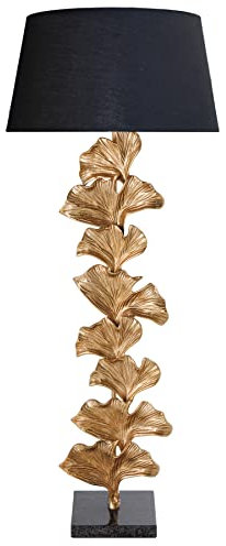 riess-ambiente.de Design Stehlampe Ginkgo 122cm schwarz Stoffschirm Gold Metall Handmade Marmor-Fuß