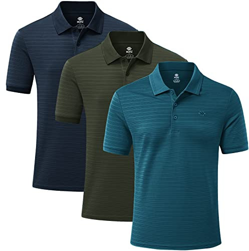 MoFiz Polo Uomo Maglietta Estiva Manica Corta Poloshirt Golf Camicia Sportiva Leggera T-Shirt Traspirante Asciugatura Rapida Blu Marino/Blu/Verde Militare L