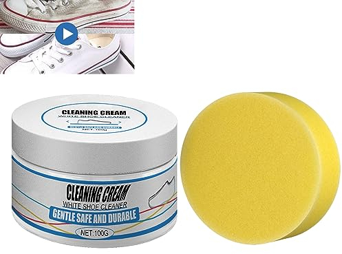 GNAUMORE Kit de Nettoyage Pour Blanchir les Chaussures avec éponge,Nettoyant pour Chaussures Blanches,Crème Nettoyante pour Chaussures Blanches avec éponge,Kit de Nettoyage de Chaussures