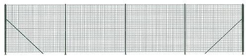 vidaXL Maschendrahtzaun, Gartenzaun Wildzaun mit Bodenhülsen PVC Beschichtung, Drahtzaun Begrenzungszaun für Außenbereich, Drahtgitter Maschendraht, Grün