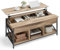 VASAGLE Couchtisch, höhenverstellbarer Wohnzimmertisch, Kaffeetisch, offener und versteckter Stauraum, X-Streben, 60 x 120 x (48-62) cm, Kamelbraun-schwarz LCT215K50
