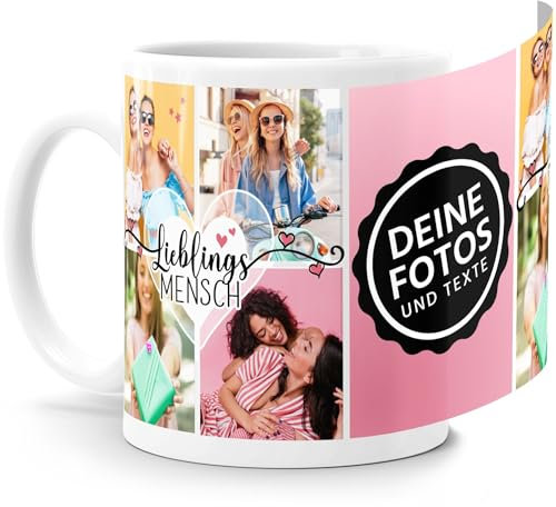 SpecialMeTasse mit Foto-Collage personalisiert mit bis zu 9 Bildern Beste Freundin Fotogeschenk selbst gestalten weiß standard