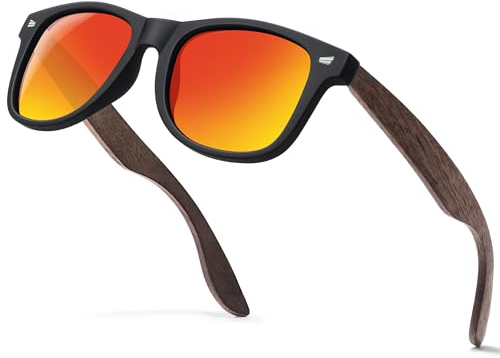 Glapeame Sonnenbrille-Herren-Holzbein-Polarisierte-Walnuss-Sonnenbrillen-Damen-Sunglasses-Men-Sonnen brille-Women-UV400 Schutz-Retro-Schwarze Sonnenbrille-für Angeln-Camping,4