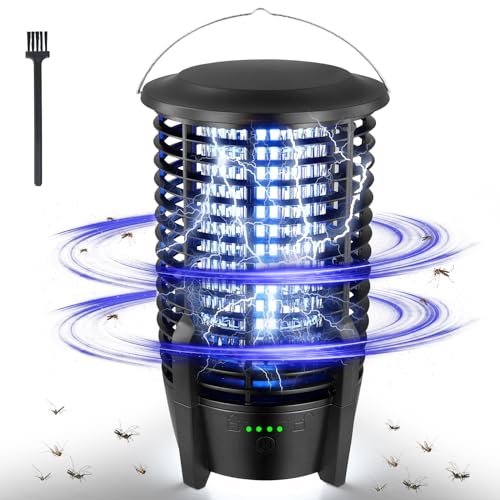2 En 1 Lámpara Antimosquitos Electrico,con Lámpara Led,Recargable USB,Pantalla De Batería,Impermeable Ipx5,Lámpara Antimosquitos Electrico para Interior,Exterior,Camping,Hogar,Jardín