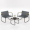 UDPATIO Balkonmöbel Kleiner Balkon, Gartenmöbel Set 3 Teilig Mit 2 Schaukelstühle und Tisch, Lounge Möbel Set Für Garten, Terrasse, Pool (Grey, 72 x 78 x 60 cm)