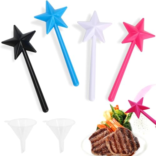 4 Pièces Salières Et Poivrières, Saliere Baguette Magique, Étoilée Saliere Avec deux Entonnoirs, Salière et Poivrière pour Décoration de Table, Fournitures de Cuisine