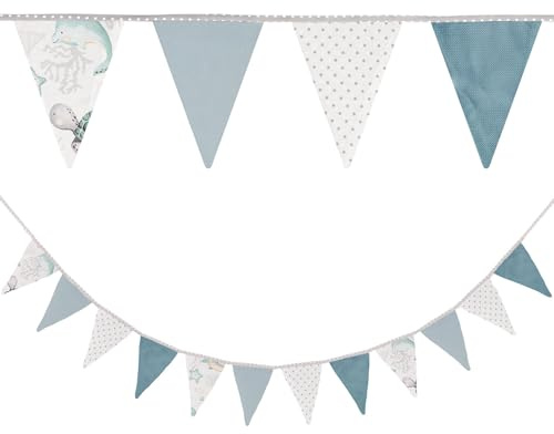 Wimpelkette Kinderzimmer Wimpel Girlande Outdoor Geburtstag Wimpelkette Stoff Deko Wetterfest 350 cm 12 Dreiecke (15 cm x 22 cm) Wassertiere