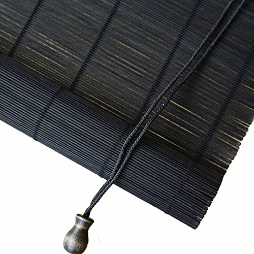 Schwarzes Bambusrollo für den Außenbereich, Pergola, Balkon, UV-Schutz, Sichtschutz, Fenster, Tür, Rollos, 155 cm breit x 250 cm lang