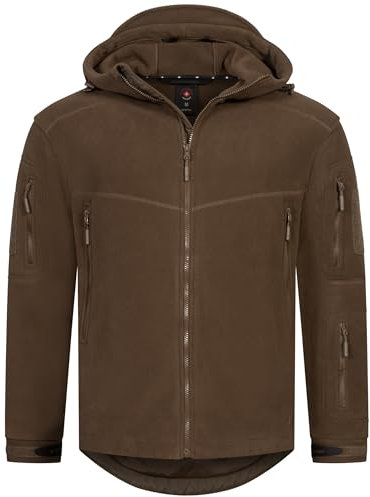 Höhenhorn Biferten - Giacca in pile militare da uomo, antivento, con cappuccio, marrone, XXL