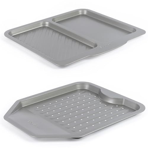Salter Essentials Chip & Split Baking Tray – Non-Stick Coating, Rectangular Baking Tray, Dishwasher Safe, Easy to Clean, Made in The UK, Durable Carbon Steel, Lightweight Oven Sheet, PFOA-Free
