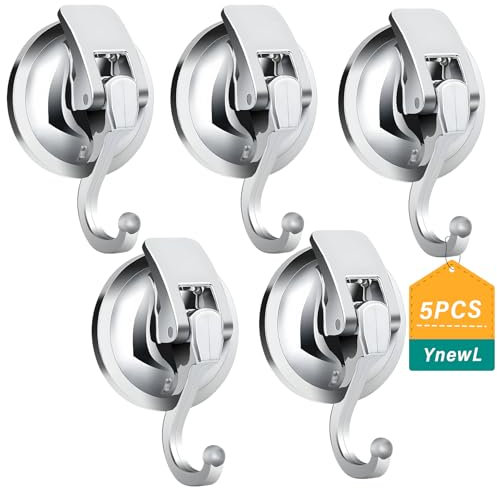 YnewL 5PCS Crochet Adhesif Mural, Crochet Ventouse, Patere Murale sans Percer, Porte Manteau Mural pour Cuisine, Salle de bains, Caravane, Bureau et Chambre, etc.(5 Crochets Adhésifs Ronds)