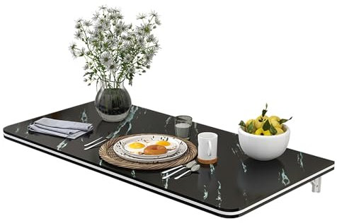 Klappbarer Wandtisch für Küche und Schlafzimmer, schwarzes Marmor-Design, platzsparend, Wandtisch, 100 x 30 cm