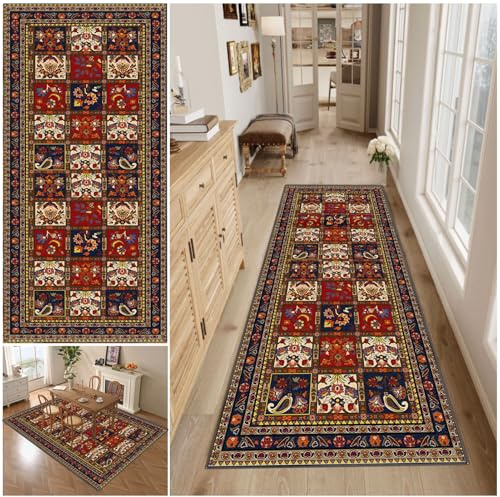 WAWFONG Tapis Couloir Long, Tapis Passage Poil Ras, Tapis de Cuisine Devant ​Evier, Antidérapant Lavable Tapis D'entrée, 50 x 200 cm Tapis de Porte d'intérieur et d'extérieur, Descente de Lit Chambre
