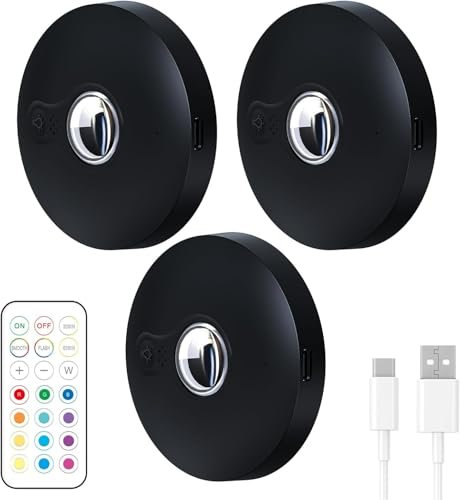 Gerbala Vetrina RGB Ricaricabile USB,Luci Led Senza Filo con Telecomando, Funzione Temporizzazione, 12 Multicolore, Luce Notturna 1200mAh Dimmerabile,Luce Armadio LED per Sotto Armadi e Armadio