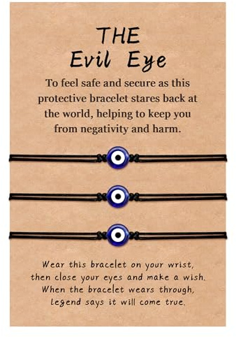 YELUWA 3 PCS Noir Bracelet Oeil Mauvais Porte Bonheur en Corde Rouge Réglable à Fait à la Main Bracelet Kabbalah Cadeau pour Couples Amis Famille Hommes Femmes Filles Rakhi Cadeau Anniversaire Femme