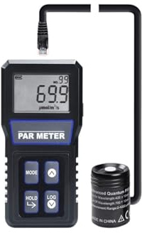 Belichtungsmesser, Digitales PAR-Messrät, Voll-Quantensensor, photosynthetische Aktivität, IP68, for Aquarium, Riffaquarium, Pflanzen, PPFD-Tester, LCD-Display