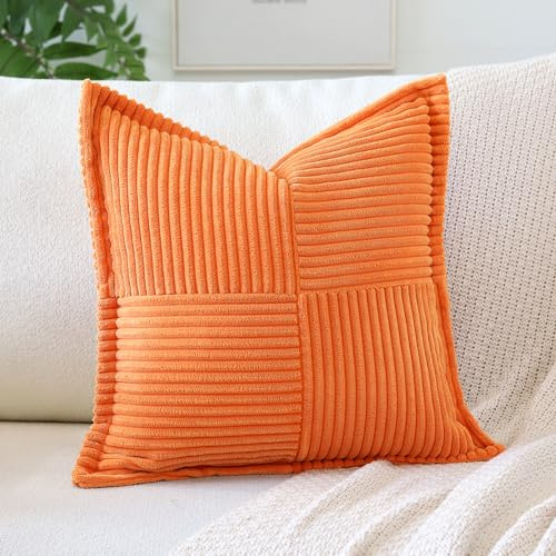 Artscope Ein Cord Kissenbezug Kordsamt Kissenhülle Zierkissenbezug 40x40 cm Dekokissen Sofakissen Couchkissen Dekorative Weiche Kissen für Sofa Wohnzimmer Zuhause Schlafzimmer, Orange