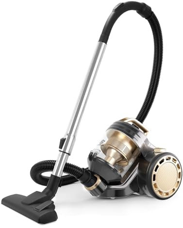 SUPERLEX Cylinder Vacuum Cleaner 700W Bagless Vacuum Cleaners for Home Powerful Suction Corded Small Hoover with HEPA Filter 2L Large Dust Bin Lightweight Compact Design for Carpets and Hard Floors