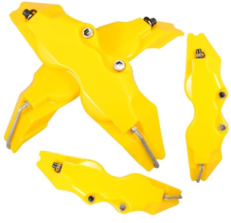 PENIKOKO 3D Style Brake Caliper Covers Set for Front and Rear Calipers Yellow Wheel Hub Protection Universal Fit for Cars and Trucks