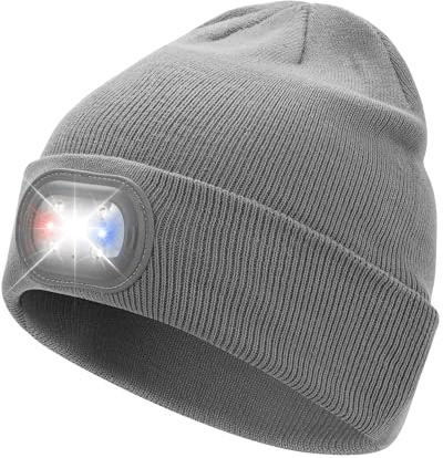 AOPREL LED Beanie Wiederaufladbare Beleuchtete Mütze mit 3 Lichtmodi, Warme Wintermütze für Angeln, Joggen, Camping, Outdoor & Geschenke