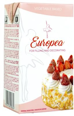 Whipping Cream 1L EuroCas Europea Non-Dairy Whip Cream Alternative with Strong Dairy Taste, Creamy Texture & High Whip Volume – Stable, Smooth & Freeze-Thaw Resistant Topping for Cakes
