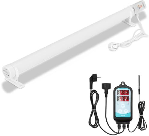 Jaxguom Gewächshausheizung, 180W Gewächshausheizung mit Thermostat Timer, Zeitplan und Zyklusfunktion, 95cm Gewächshaus Heizung für Pflanzen Gartenhaus Gewächshäuser