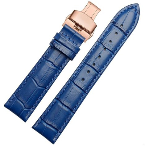 NFJNFCF Kompatibel mit Casio/Armani/TITUS-Armband, Herren- und Damen-Accessoires, 12 mm/14 mm/18 mm/20 mm, 22 mm, weiches und bequemes Lederarmband(Royal blue rose,14mm)