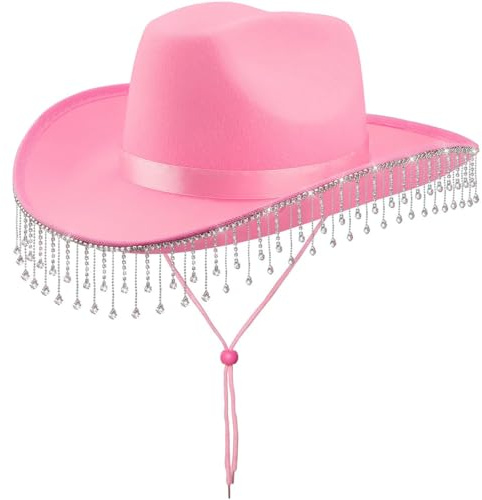 ZHER-LU Chapeau de cowgirl pour enterrement de vie de jeune fille, chapeau de cowboy blanc à strass pour femme, cadeau de future mariée, décoration de fête prénuptiale