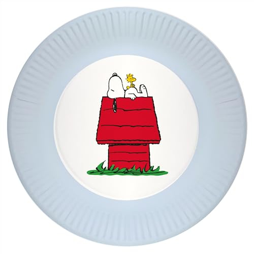 Braun & Company Snoopy Peanuts Woodstock Pappteller 23 cm – 10 Stück | Hochwertige Einwegteller mit Snoopy Design | Charmante Party-Teller für Geburtstag, Kinderfeier & Deko (Happy day)
