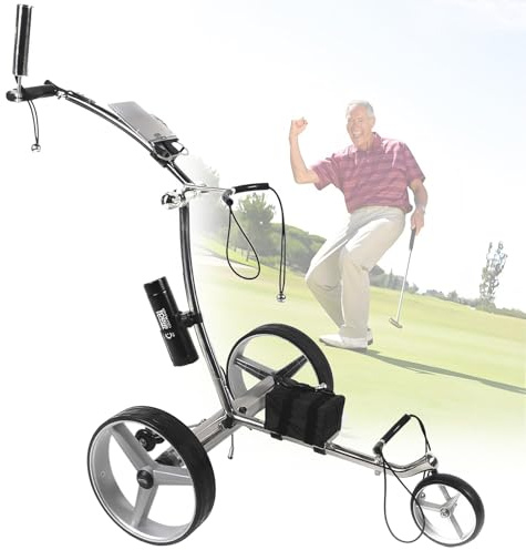 SAIYERUS Carrello da Golf Elettrico con Telecomando, Carrello da Golf Elettrico Leggero, Carrello da Golf Elettrico Pieghevole, capacità 30kg, 9 velocità, 12km/h, Due Motori Adatto a Tutti i Terreni