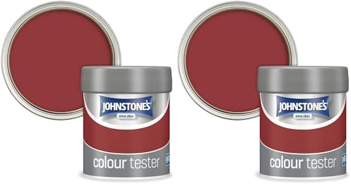 Johnstone's - Paint Tester Pots - Wall & Ceiling - Hot Cherry - Emulsion - Easy to Apply - Dry in 1-2 Hours - 75ml (Pack of 2)