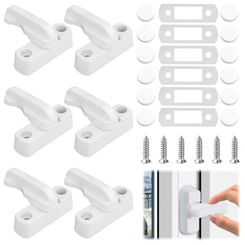Window Locks, 6 Pcs Extra Security Sash Jammers, Window Locks for Upvc Windows, Suit Bathroom Balcony Windows(White)