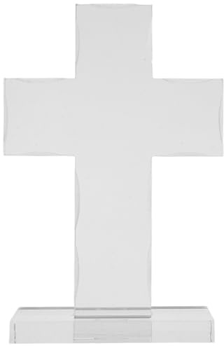 ORFOFE Transparenter Acryl Kreuzdekor mit Stabilem Standfuß Stehendes Christliches Taufkreuz für Tischdekoration bei Hochzeiten Taufen und Babypartys